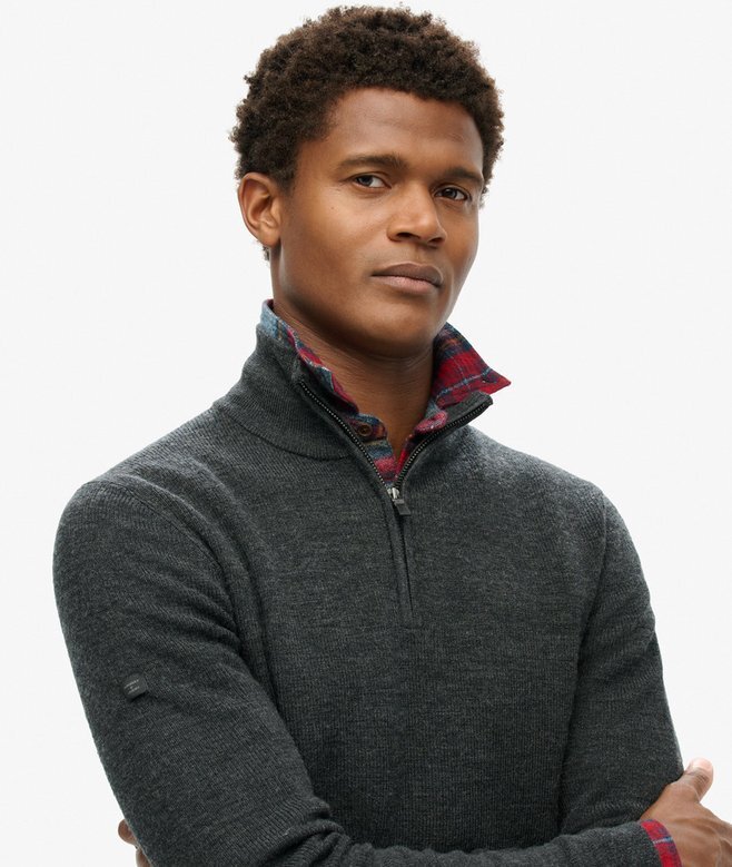 Merino-Pullover mit halbem Reißverschluss Merino-Pullover mit halbem Reißverschluss