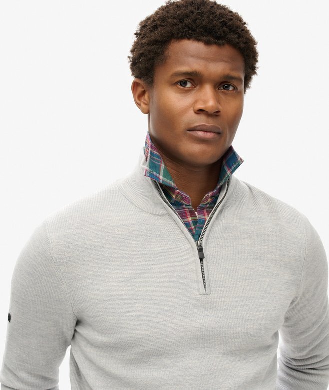 Merino-Pullover mit halbem Reißverschluss Merino-Pullover mit halbem Reißverschluss