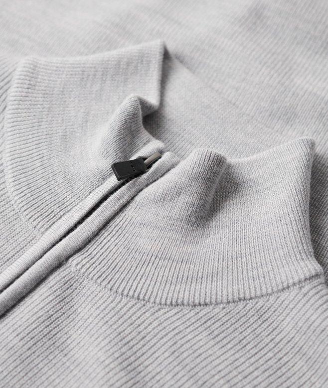 Merino-Pullover mit halbem Reißverschluss Merino-Pullover mit halbem Reißverschluss