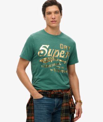 Metallic-Workwear-T-Shirt mit Grafikprint