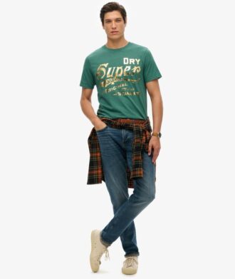 Metallic-Workwear-T-Shirt mit Grafikprint
