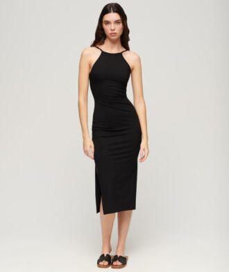 Midi-Kleid aus Jersey mit Spitzenrücken