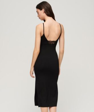 Midi-Kleid aus Jersey mit Spitzenrücken