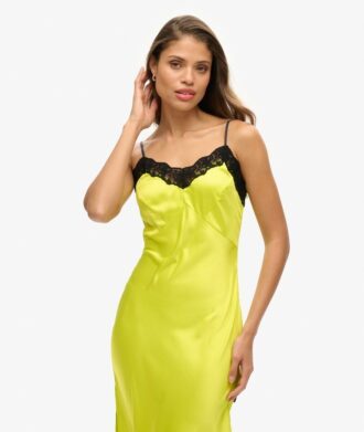 Midi-Kleid aus Spitzen-Satin