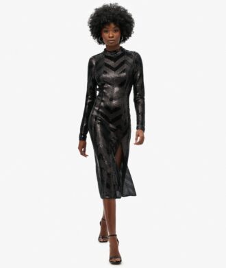 Midi-Kleid mit Chevron-Muster und offenem Rücken