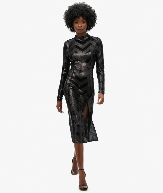 Midi-Kleid mit Chevron-Muster und offenem Rücken Midi-Kleid mit Chevron-Muster und offenem Rücken