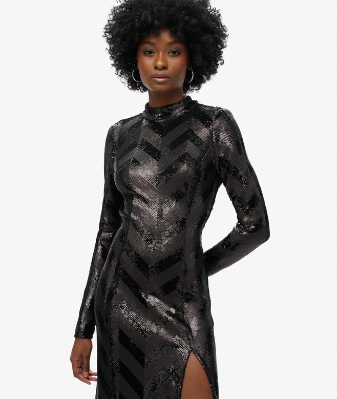 Midi-Kleid mit Chevron-Muster und offenem Rücken Midi-Kleid mit Chevron-Muster und offenem Rücken