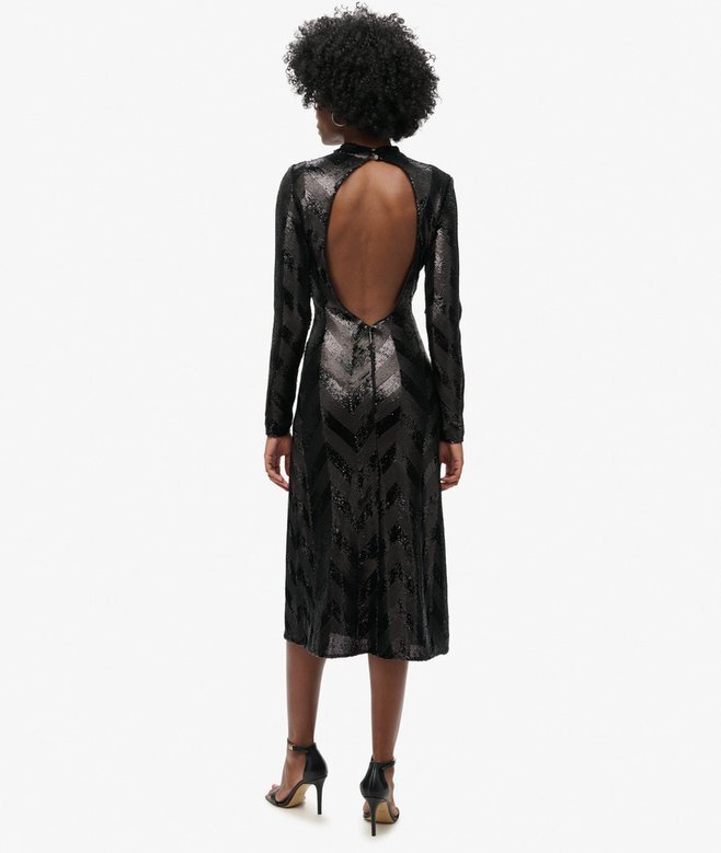 Midi-Kleid mit Chevron-Muster und offenem Rücken Midi-Kleid mit Chevron-Muster und offenem Rücken