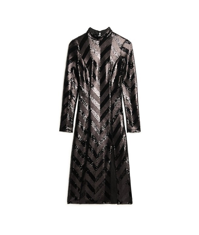 Midi-Kleid mit Chevron-Muster und offenem Rücken Midi-Kleid mit Chevron-Muster und offenem Rücken