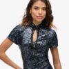 Midi-Kleid mit Pailletten in Mandarin