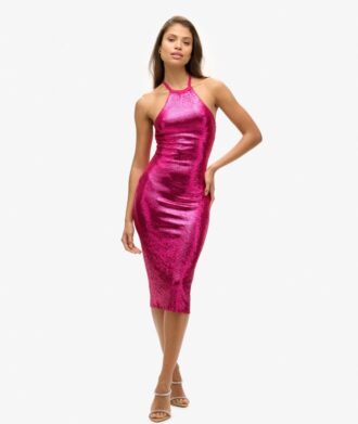 Midi-Kleid mit Pailletten und Neckholder