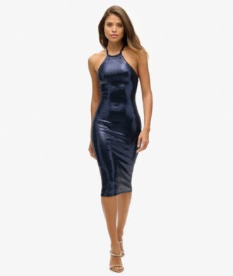 Midi-Kleid mit Pailletten und Neckholder