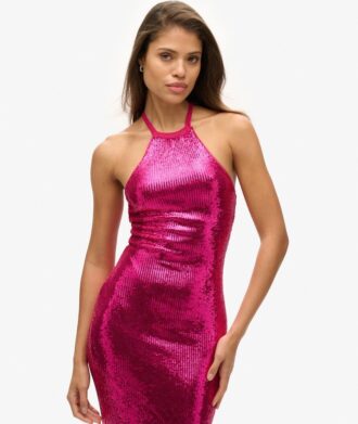 Midi-Kleid mit Pailletten und Neckholder