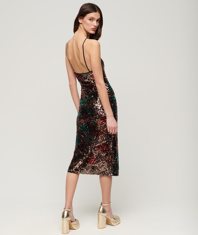 Midi-Kleid mit Pailletten und Neckholder Midi-Kleid mit Pailletten und Neckholder