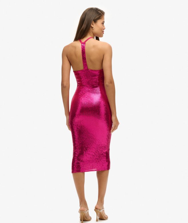 Midi-Kleid mit Pailletten und Neckholder Midi-Kleid mit Pailletten und Neckholder