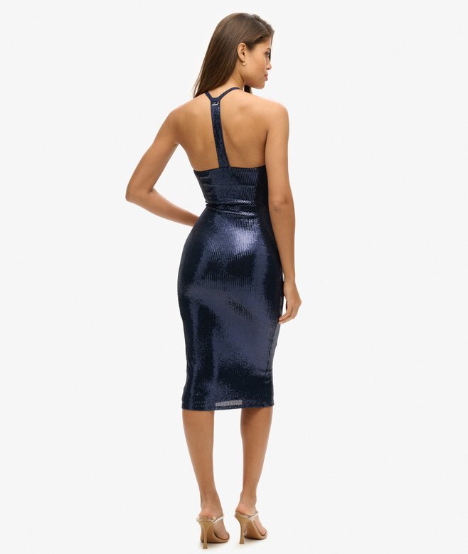 Midi-Kleid mit Pailletten und Neckholder Midi-Kleid mit Pailletten und Neckholder