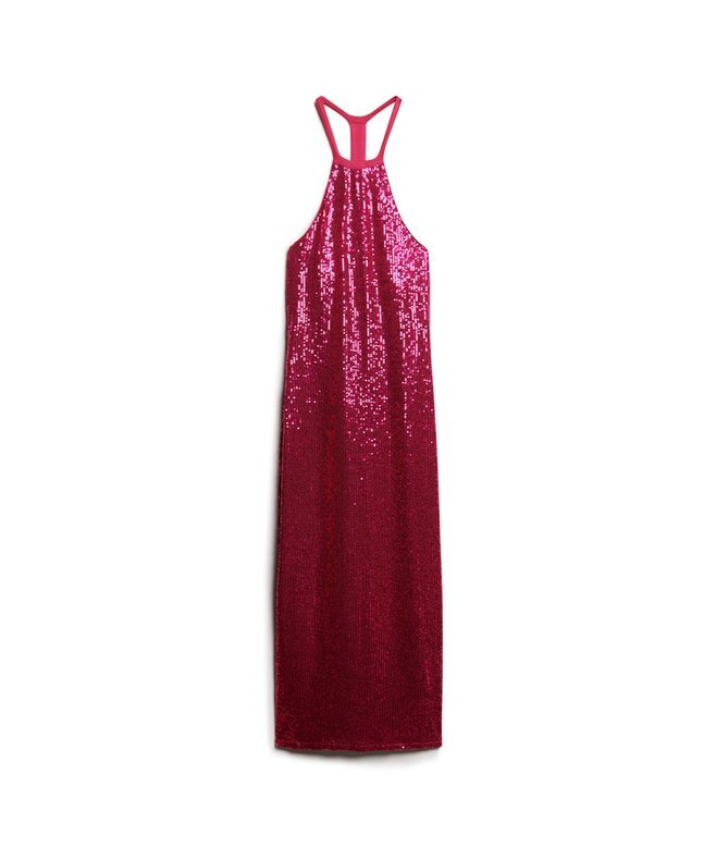 Midi-Kleid mit Pailletten und Neckholder Midi-Kleid mit Pailletten und Neckholder