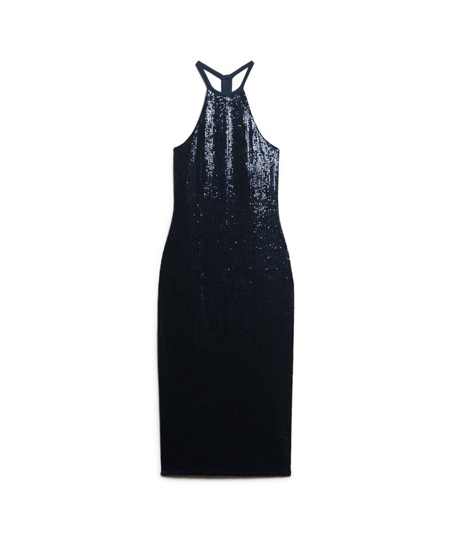 Midi-Kleid mit Pailletten und Neckholder Midi-Kleid mit Pailletten und Neckholder