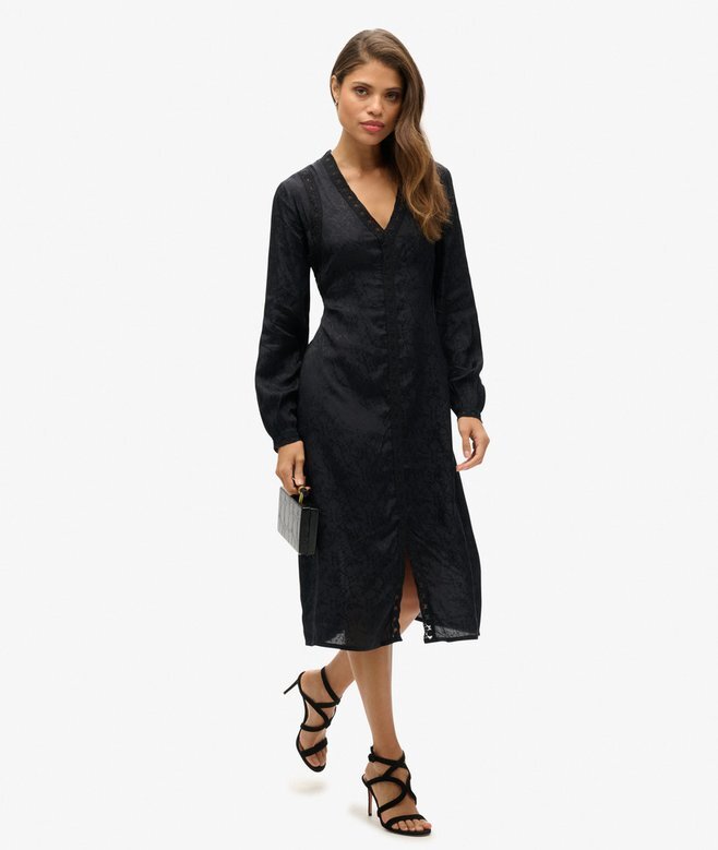 Midi-Kleid mit Spitzenbesatz Midi-Kleid mit Spitzenbesatz