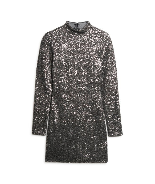 Mini-Kleid mit Pailletten und Stehkragen Mini-Kleid mit Pailletten und Stehkragen