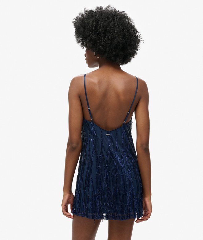 Mini-Kleid mit V-Ausschnitt und Fransen Mini-Kleid mit V-Ausschnitt und Fransen