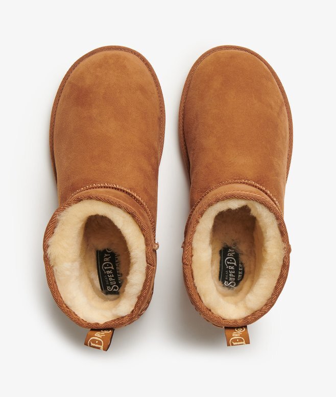 Mini-Stiefel aus Wildleder und Sherpa Mini-Stiefel aus Wildleder und Sherpa