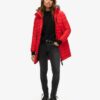 Mittellange Puffer-Daunenjacke mit Kapuze aus Kunstfell