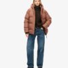 Mittellange Sport-Puffer-Jacke mit Kapuze