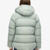 Mittellange Sport-Puffer-Jacke mit Kapuze