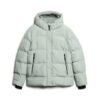 Mittellange Sport-Puffer-Jacke mit Kapuze