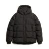 Mittellange Sport-Puffer-Jacke mit Kapuze