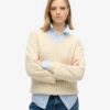 Oversized-Pullover mit V-Ausschnitt und Zopfmuster Oversized-Pullover mit V-Ausschnitt und Zopfmuster