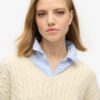Oversized-Pullover mit V-Ausschnitt und Zopfmuster Oversized-Pullover mit V-Ausschnitt und Zopfmuster