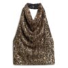 Pailletten-Oberteil mit Cowl-Ausschnitt und Neckholder