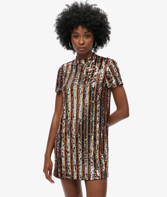 Pailletten-T-Shirt-Mini-Kleid Pailletten-T-Shirt-Mini-Kleid