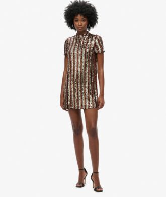 Pailletten-T-Shirt-Mini-Kleid