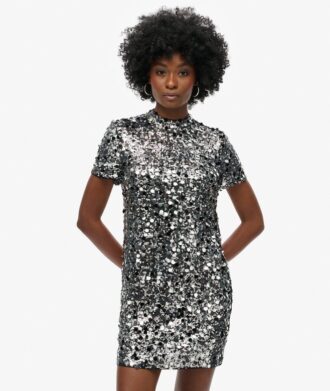 Pailletten-T-Shirt-Minikleid