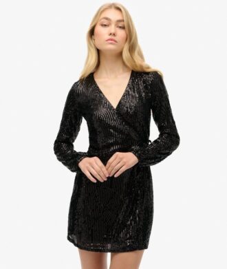 Pailletten-Wickel-Minikleid