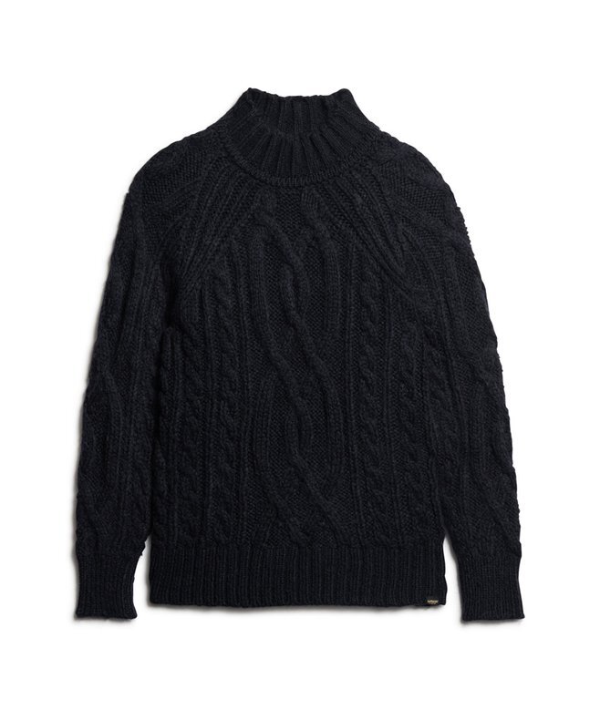 Pullover mit hohem Kragen und Zopfmuster Pullover mit hohem Kragen und Zopfmuster