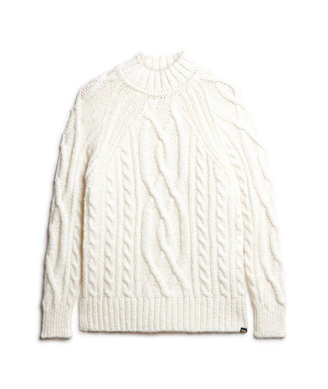 Pullover mit hohem Kragen und Zopfmuster Pullover mit hohem Kragen und Zopfmuster