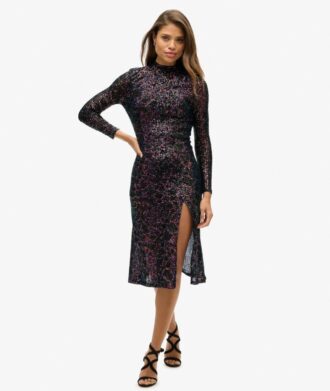Rückenfreies Midi-Kleid mit Pailletten