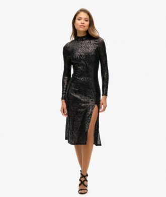Rückenfreies Midi-Kleid mit Pailletten