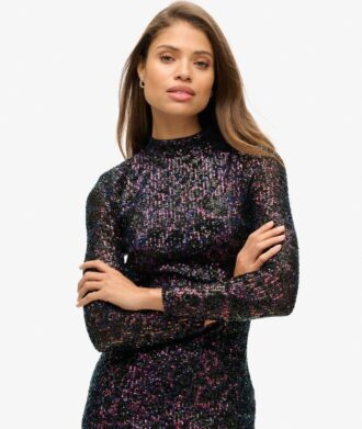 Rückenfreies Midi-Kleid mit Pailletten