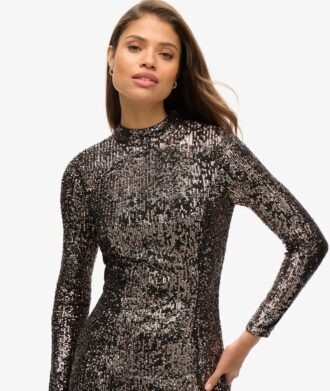 Rückenfreies Midi-Kleid mit Pailletten