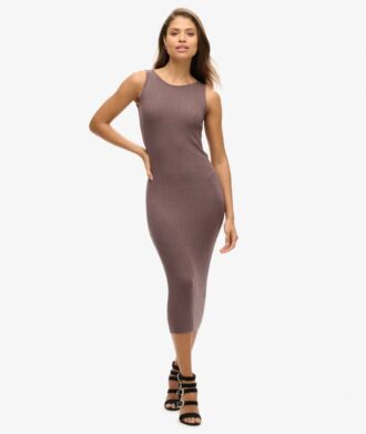 Rückenfreies Midi-Strickkleid