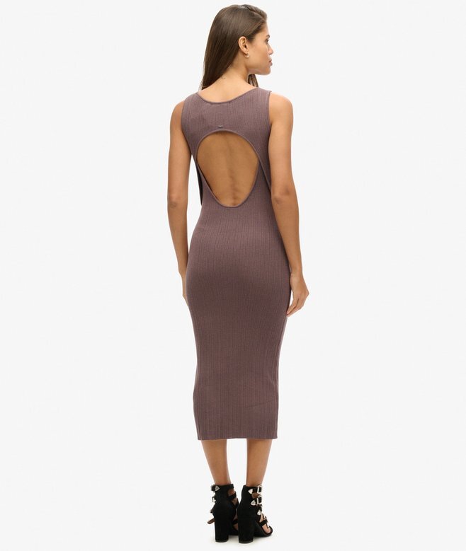 Rückenfreies Midi-Strickkleid Rückenfreies Midi-Strickkleid