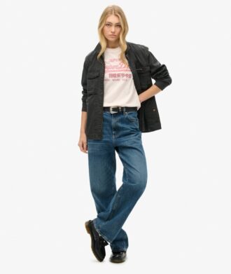 Relaxed T-Shirt mit Metallic-Logo