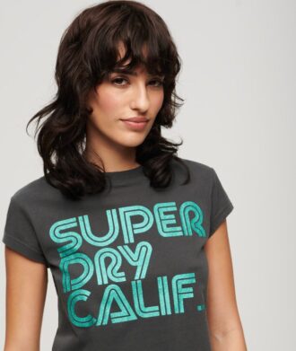Retro-Glitzer-Logo-T-Shirt