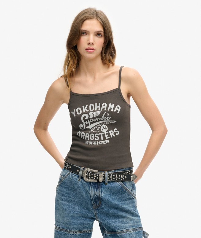 Retro Rocker Graphic Rib Cami Top Retro Rocker Graphic Rib Cami Top
