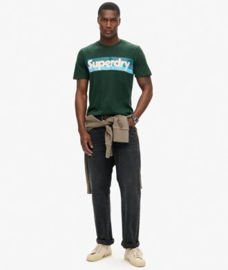 Retro-Streifen-Logo-T-Shirt